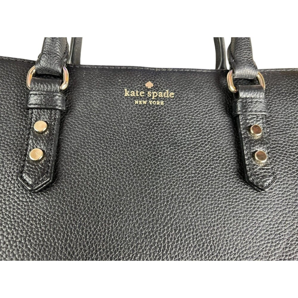 Kate Spade Black Pebble Leather Structured Satchel Bag Purse Handbag - Picture 4 of 15